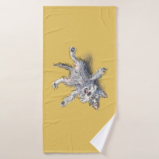 Funny Rolling Schnauzer Towel バスタオル (バスタオル)