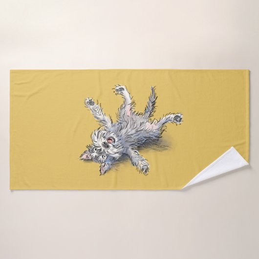 Funny Rolling Schnauzer Towel バスタオル (バスタオル)