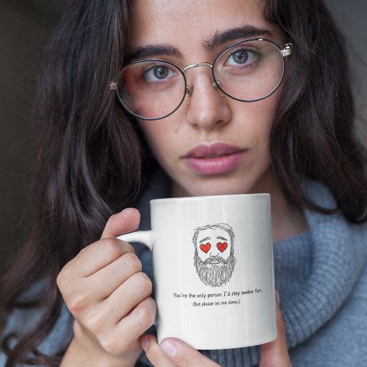 Funny Romantic Bearded Man Sleepy In Love Mug コーヒーマグカップ