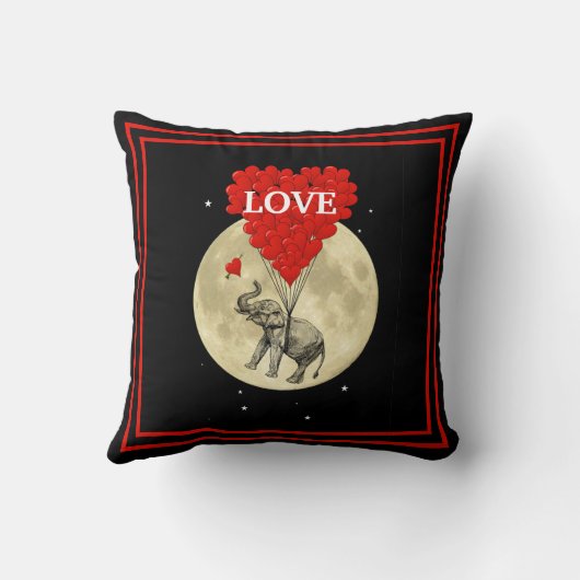 Funny romantic elephant love heart クッション (裏面)
