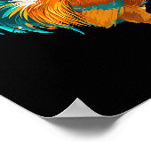 Funny Rooster Chicken Santa Christmas Lights Farme ポスター (角)