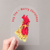 Funny Rooster Christmas Card - Custom Text アクリル招待状 (インサイチュ (ポータブル))