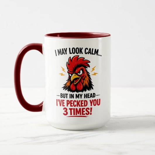 Funny Rooster Coworker Mug | I May Look Calm マグカップ (左)