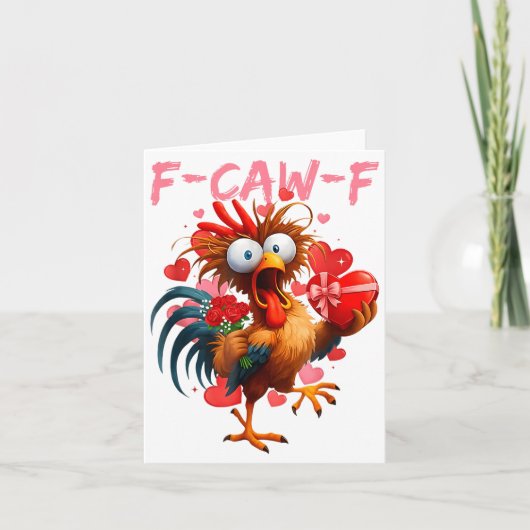 Funny Rooster F-caw-f Valentines Day Chicken Fcawf カード (正面)