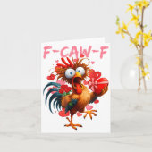 Funny Rooster F-caw-f Valentines Day Chicken Fcawf カード (黄色い花)
