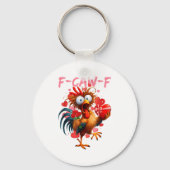 Funny Rooster F-caw-f Valentines Day Chicken Fcawf キーホルダー (正面)