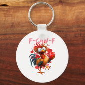 Funny Rooster F-caw-f Valentines Day Chicken Fcawf キーホルダー (正面)