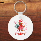 Funny Rooster F-caw-f Valentines Day Chicken Fcawf キーホルダー (正面)