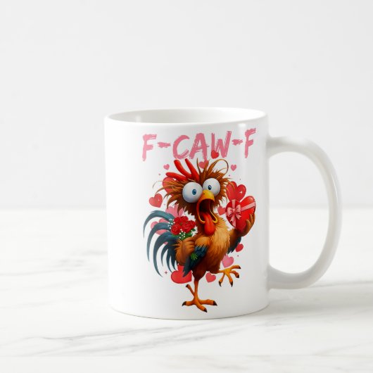 Funny Rooster F-caw-f Valentines Day Chicken Fcawf コーヒーマグカップ (右)