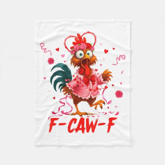 Funny Rooster F-caw-f Valentines Day Chicken Fcawf フリースブランケット (正面)