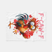 Funny Rooster F-caw-f Valentines Day Chicken Fcawf フリースブランケット (正面(横))