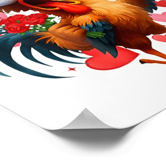 Funny Rooster F-caw-f Valentines Day Chicken Fcawf ポスター (角)
