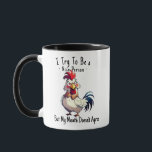 Funny Rooster Sarcastic Pun Coffee Mug - Bad Mouth マグカップ<br><div class="desc">This "Funny Rooster Cup" mug delivers a dose of sarcastic, bad-mouth pun humor perfect for coffee lovers! Featuring hilarious chicken rooster wordplay, it's a top ice-breaker and conversation starter for all ages. An ideal bulk gift for coworkers, a personalized novelty mug for a boss, or a trendy hip gift for...</div>
