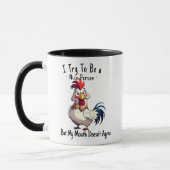Funny Rooster Sarcastic Pun Coffee Mug - Bad Mouth マグカップ (左)
