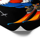 Funny Rooster Skiing Adventure Cartoon  ポスター (角)