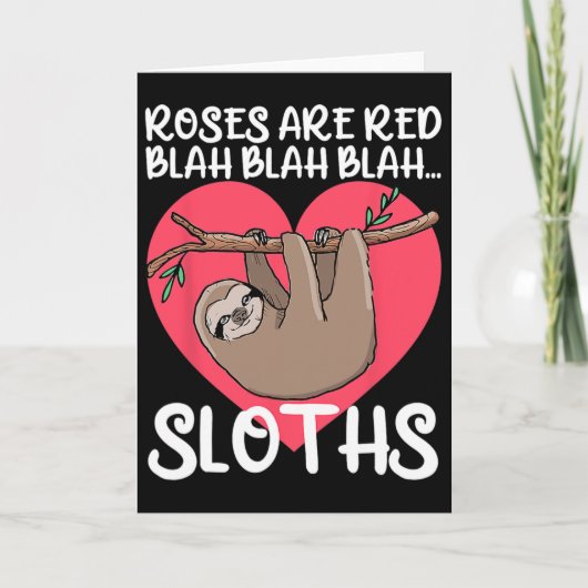 Funny Roses Are Red Blah Sloths Shirt Sloth Valent カード (正面)