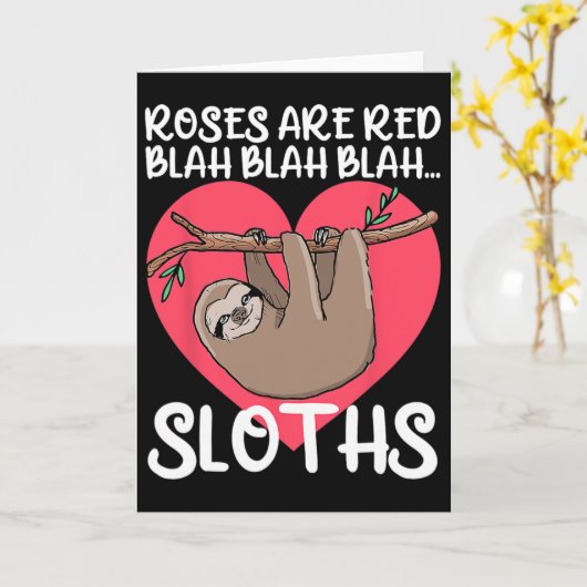 Funny Roses Are Red Blah Sloths Shirt Sloth Valent カード (黄色い花)