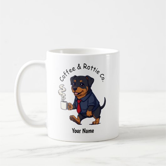 Funny Rottweiler Dog Business Suit Coffee  コーヒーマグカップ (左)