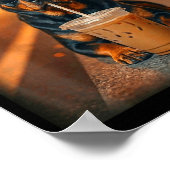 Funny rottweiler drinking iced coffee lover dog ポスター (角)