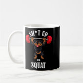 Funny Rottweiler Fitness Squating Workout Weightli コーヒーマグカップ (左)