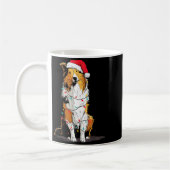 Funny Rough Collie Christmas Graphics Dog Lights L コーヒーマグカップ (左)
