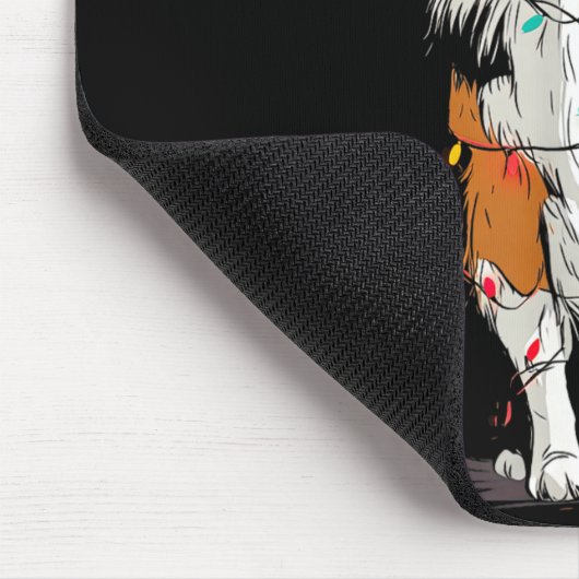 Funny Rough Collie Christmas Graphics Dog Lights L マウスパッド (コーナー)