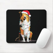 Funny Rough Collie Christmas Graphics Dog Lights L マウスパッド (マウス)