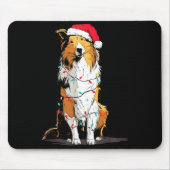 Funny Rough Collie Christmas Graphics Dog Lights L マウスパッド (正面)