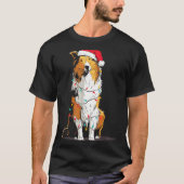 Funny Rough Collie Christmas Graphics Dog Lights L Tシャツ (正面)