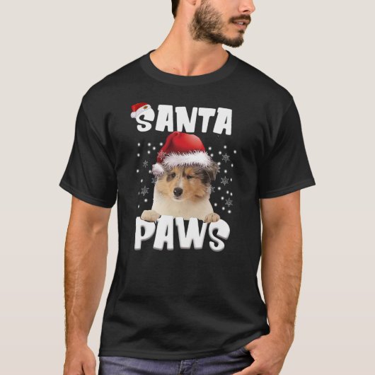 Funny Rough Collie Christmas Lights Tree Dog Lover Tシャツ (正面)