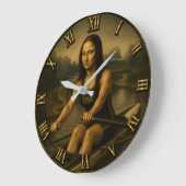Funny Rowing Mona Lisa Crew Racing Gift ラージ壁時計 (傾斜)