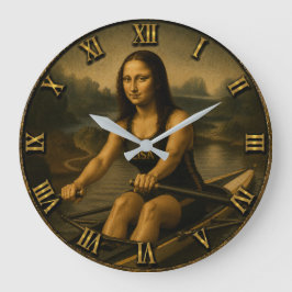 Funny Rowing Mona Lisa Crew Racing Gift ラージ壁時計