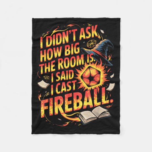 Funny Rpg I Cast Fireball Quote With Wizard Hat An フリースブランケット (正面)