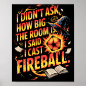 Funny Rpg I Cast Fireball Quote With Wizard Hat An ポスター (正面)