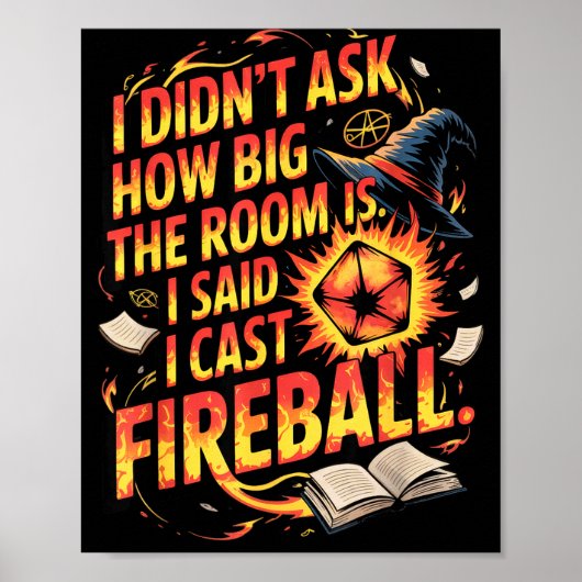 Funny Rpg I Cast Fireball Quote With Wizard Hat An ポスター (正面)