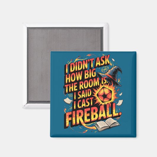 Funny Rpg I Cast Fireball Quote With Wizard Hat An マグネット (正面/裏面)