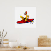 Funny Rubber Chicken kayaking cartoon ポスター (キッチン)
