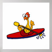 Funny Rubber Chicken kayaking cartoon ポスター (正面)