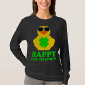 Funny Rubber Duck Four Leaf Clover Sunglasses Happ Tシャツ (正面)