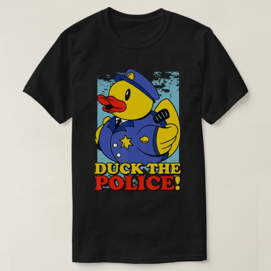 Funny Rubber Duckie Duck The Police Taking A Bath  Tシャツ (デザイン正面)