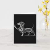 Funny Rude Black Dachshund Dog Meme Middle Finger  カード (黄色い花)