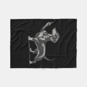 Funny Rude Black Dachshund Dog Meme Middle Finger  フリースブランケット (正面(横))