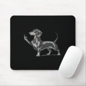 Funny Rude Black Dachshund Dog Meme Middle Finger  マウスパッド (マウス)