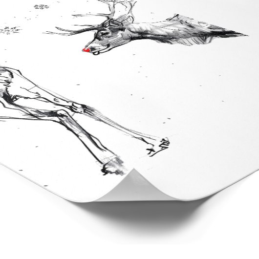 Funny Rudolf Reindeer Christmas Love ポスター (角)