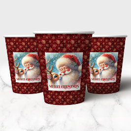 Funny Rudolph Santa Christmas Party Paper Cups 紙コップ