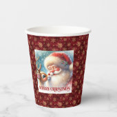 Funny Rudolph Santa Christmas Party Paper Cups 紙コップ (正面)