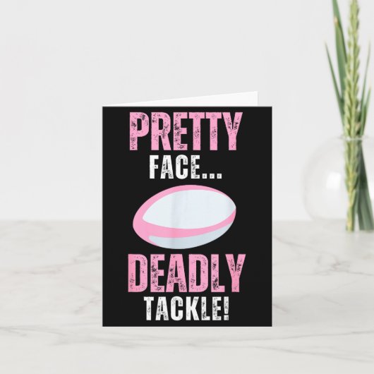 Funny Rugby Gift For Girls Pretty Face Deadly Tack カード (正面)