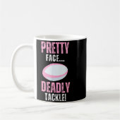 Funny Rugby Gift For Girls Pretty Face Deadly Tack コーヒーマグカップ (左)