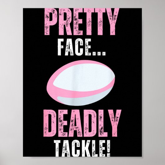 Funny Rugby Gift For Girls Pretty Face Deadly Tack ポスター (正面)