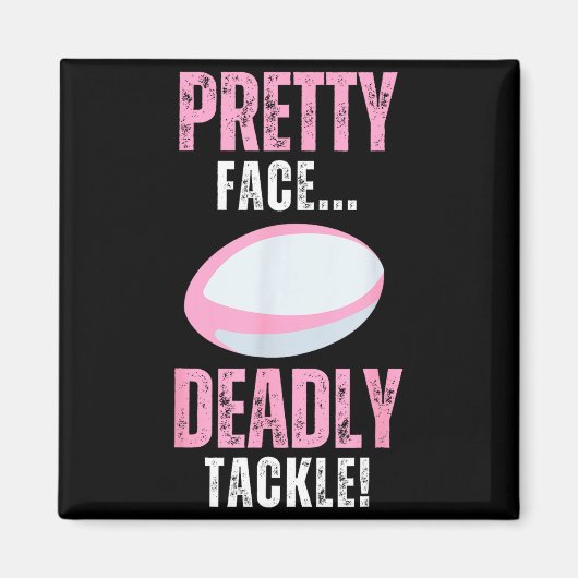 Funny Rugby Gift For Girls Pretty Face Deadly Tack マグネット (正面)
